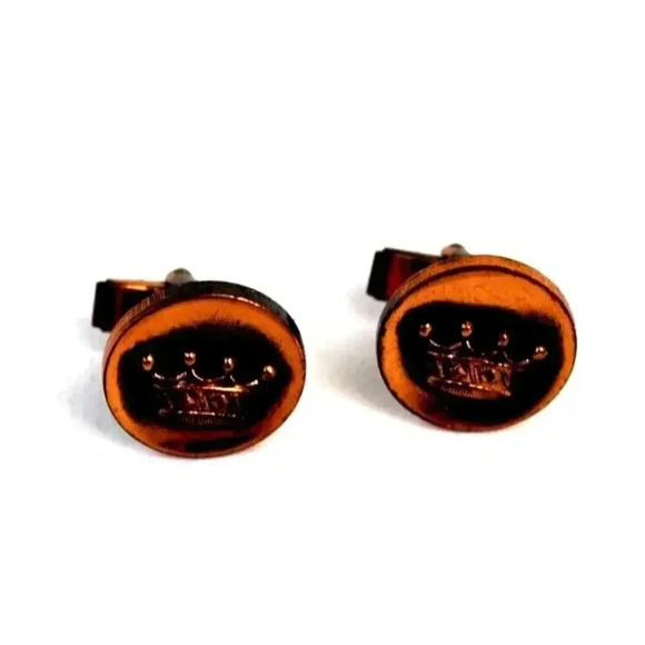 N/A Other - Vintage Gold Frame Retro Art Deco MCM CROWN Men's Cuff Links